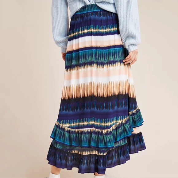 Anthropologie Abstract Tie-Dye Ruffled Skirt - Picture 3 of 4